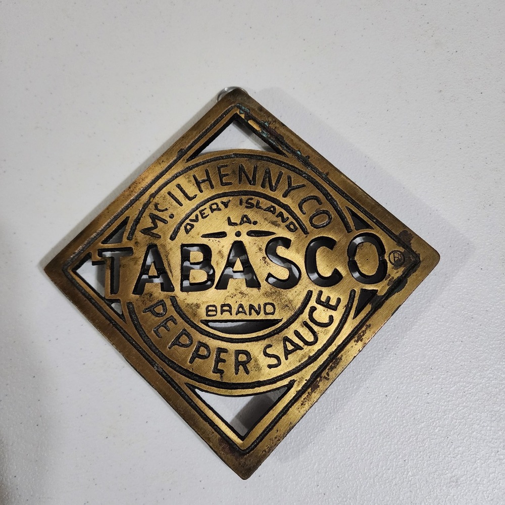 Vintage Tabasco Brand Brass Trivet McIlhenny Co Avery Island LA Wall Decor 5.5in